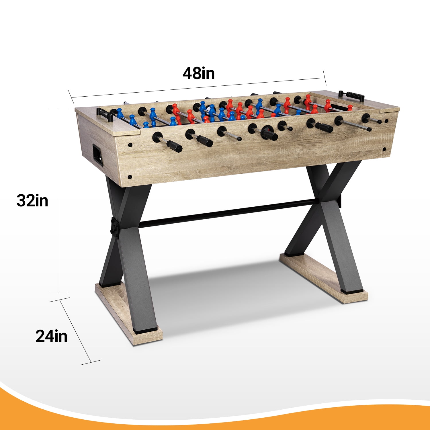 48'' Foosball Table, Wooden Soccer Games Table w/ 2 Footballs, Score Keepers, Indoor Home, Game Room