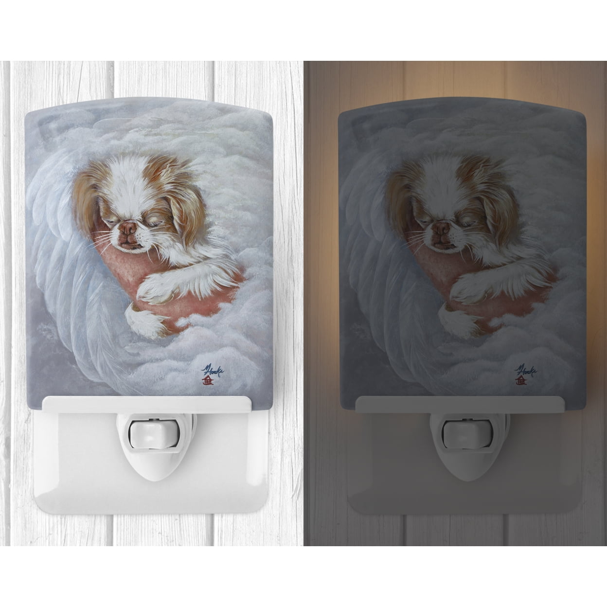 Caroline's Treasures MH1037CNL Japanese Chin in an Angels Arms Ceramic Night Light, 6x4x3", multicolor