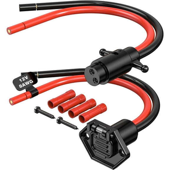 LUU-Trolling Motor Plug 12v, Waterproof Trolling Motor Plug and Receptacle Compatible With Minn Kota Marine Boat, 8AWG Boat Copper Wire, 4pcs Heat Shrinkable Butt Connectors_SAI