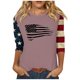 thumbnail image 1 of Fiudx Camisetas para Mujer Top de Cuello Redondo y Manga Corta con Estampado de Día Independiente y Manga 3/4 para Mujer, 1 of 5