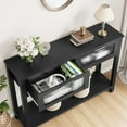 thumbnail image 5 of Entryway Table, Wood Console Table with 2 Glass Drawers, 2 Tier Sofa Table with Storage for Living Room, Foyer Tables for Entryway, 5 of 8