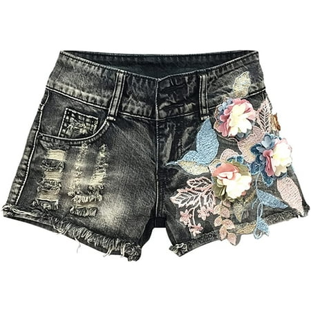 Draped Denim Sequin Shorts