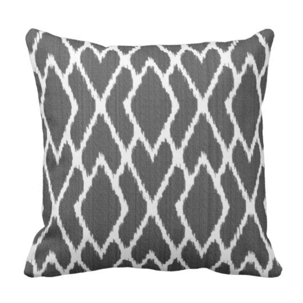 BPBOP Ikat Diamonds Charcoal Grey and White Pillowcase Throw Pillow Cover 20x20 inches Walmart