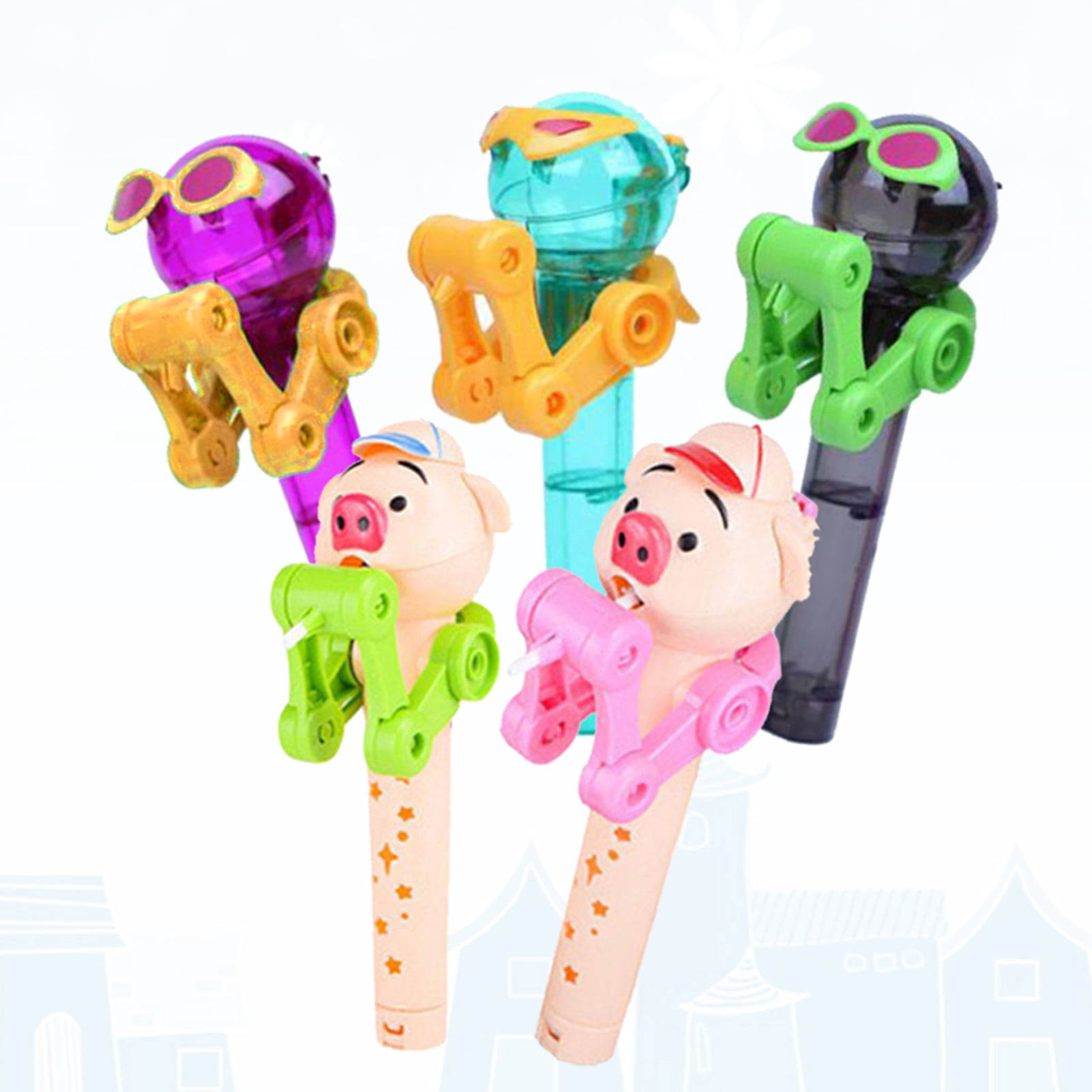 WO_ PIG ROBOT LOLLIPOP TOY HOLDER DECOMPRESSION RELIEVER CHRISTMAS XMAS GIFT FUN 