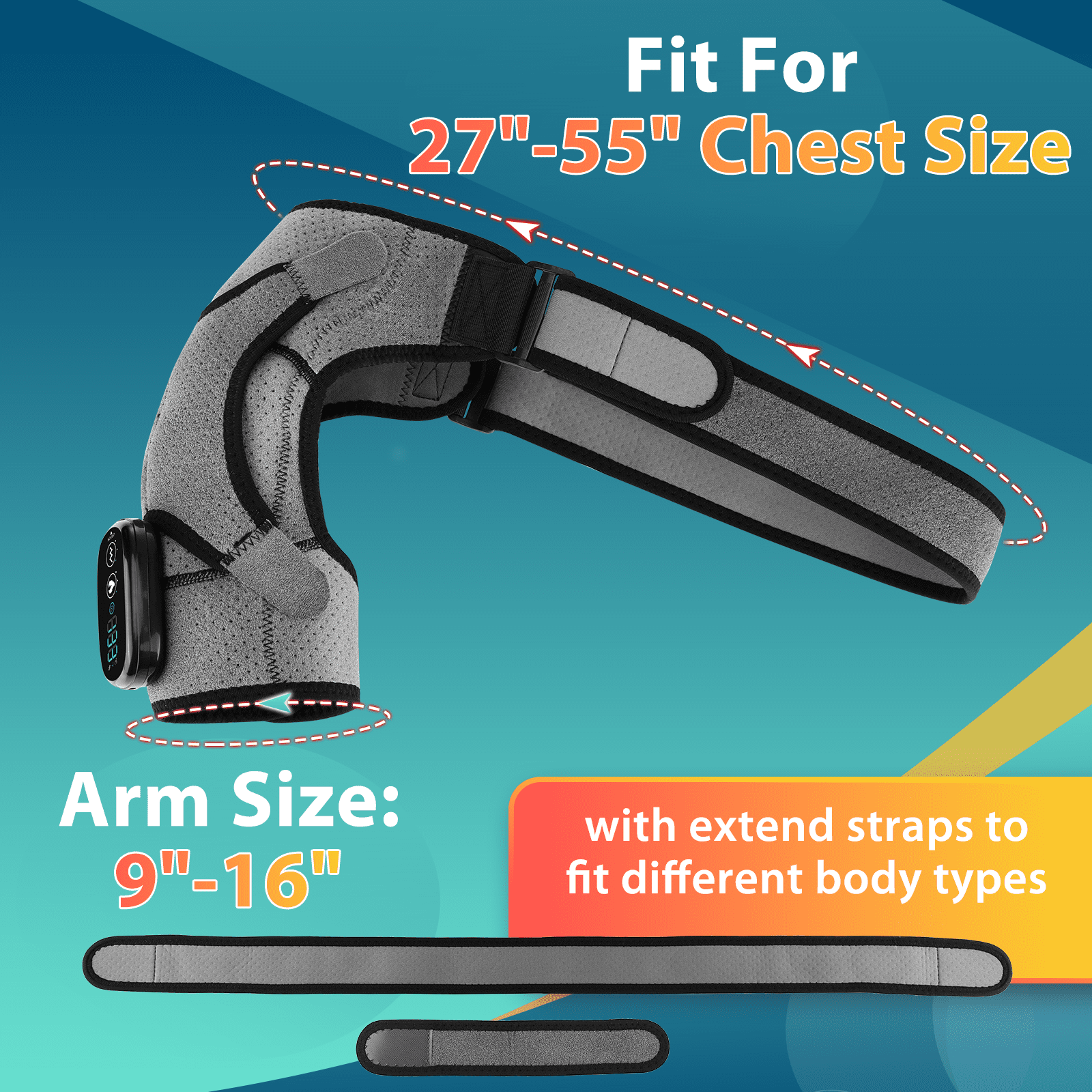 Heated Shoulder Pad with Massage, Wireless Shoulder Heating Wrap Brace with 3 Vibration, Eletric Shoulder Massager Heated Shoulder Brace Relief for Women Men