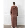 thumbnail image 6 of TOPCHANCES Womens Flannel Hooded Long Robe, Winter Thick Warm Bathrobes with Pockets & Zipper, (Coffee, XL), 6 of 8