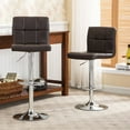 thumbnail image 3 of Roundhill Swivel White Leather Adjustable Hydraulic Bar Stool(Set of 2), 3 of 10