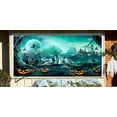thumbnail image 5 of 13X6 ft Happy Halloween Garage Door Decoration Background Horror Green Cemetery Backdrop Halloween Scary Grave Banner Full Moon Scary Night Castle Pumpkins Backdrops Creepy Party Decor Banner Cover, 5 of 5