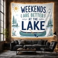 thumbnail image 4 of Lake Scene with Pine Trees and Sun Serene Illustration for Cabin Decor Lovers, Rustic Nature Wall Art, Birthday Gift Tapestry Wall Hanging for Bedroom and Living Room, 4 of 4