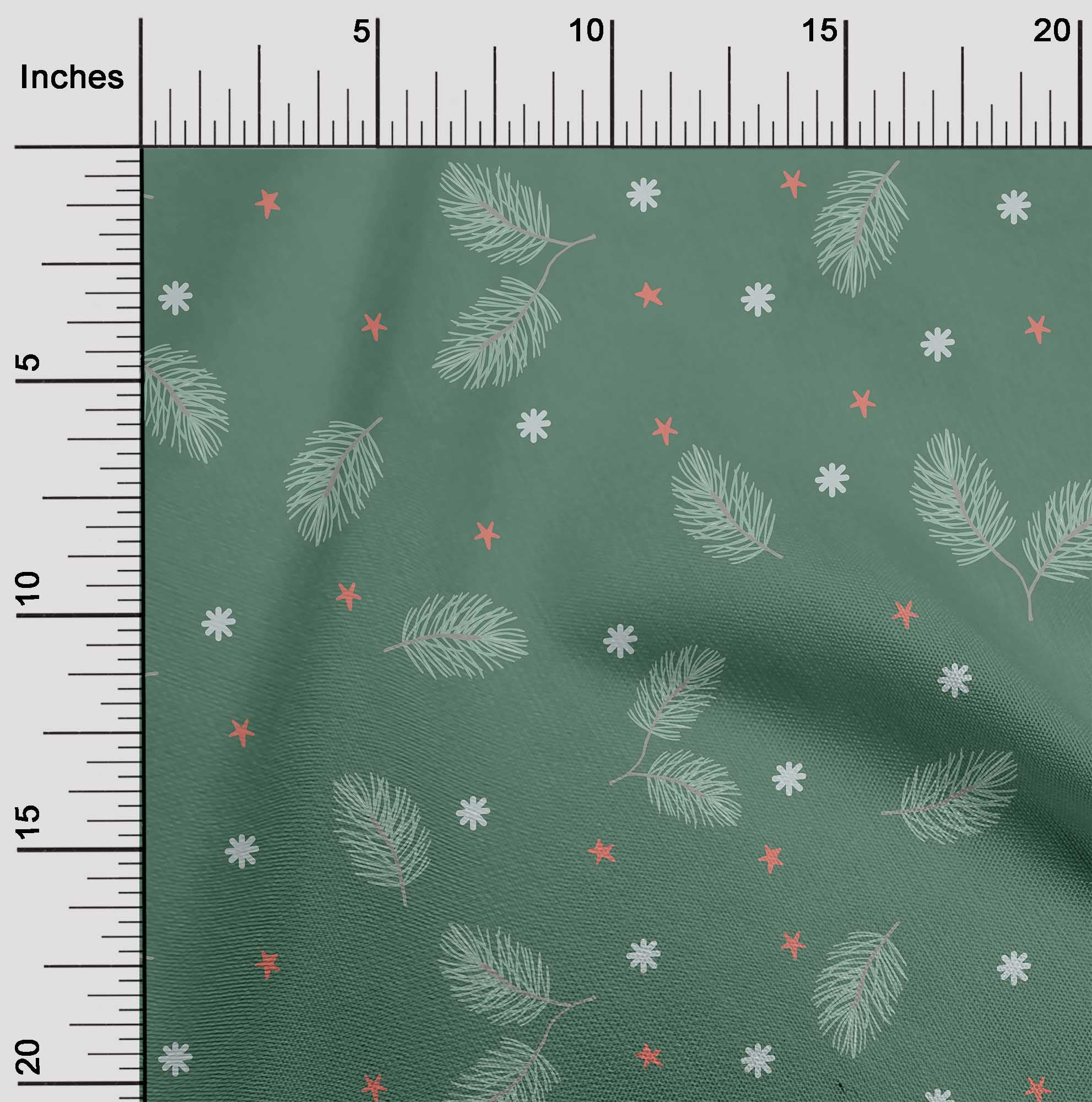 oneOone Georgette Viscose Forest Green Fabric Christmas Feather Diy Clothing Quilting Fabric Print Fabric By Yard 42 Inch Wide