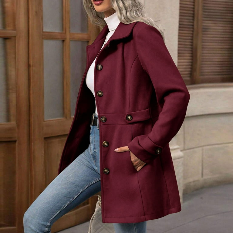 Dasayo Trench Coat for Women Red Peacoat Wool Tunic Dress Collared Coats Shacket Women L - Walmart.com Dasayo Trench Coat for Women Red Peacoat Wool Tunic Dress Collared Coats Shacket Women L - Walmart.com