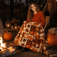 thumbnail image 5 of Halloween Thanksgiving Throw Blanket 39x27in Orange Flannel Couch Cover, Soft Plush Fleece Blanket for Sofa Bed Office, Warm Fall Halloween Decorations Gift by OVFUIZ, 5 of 8
