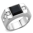 thumbnail image 1 of Alamode TK3615-10 Bague en Acier Inoxydable Poli pour Hommes avec Synthétique en Jet - Taille 10, 1 of 1