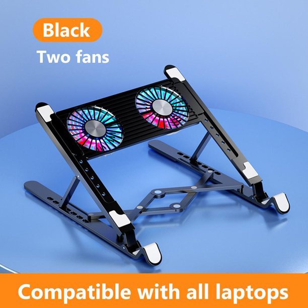 PC Laptop Cooler 2 Silent Fan PLEGABLE Notebook Cooling Pad Support (Negro)