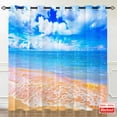 thumbnail image 3 of Beach Theme Curtains, Ocean Tropical Summer Hawaiian Sea Waves Landscape Pattern Waterproof Grommet Window Drapes for Bedroom Living Room Bathroom Laundry Room Closet 2 Panels W42 x L63, 3 of 6
