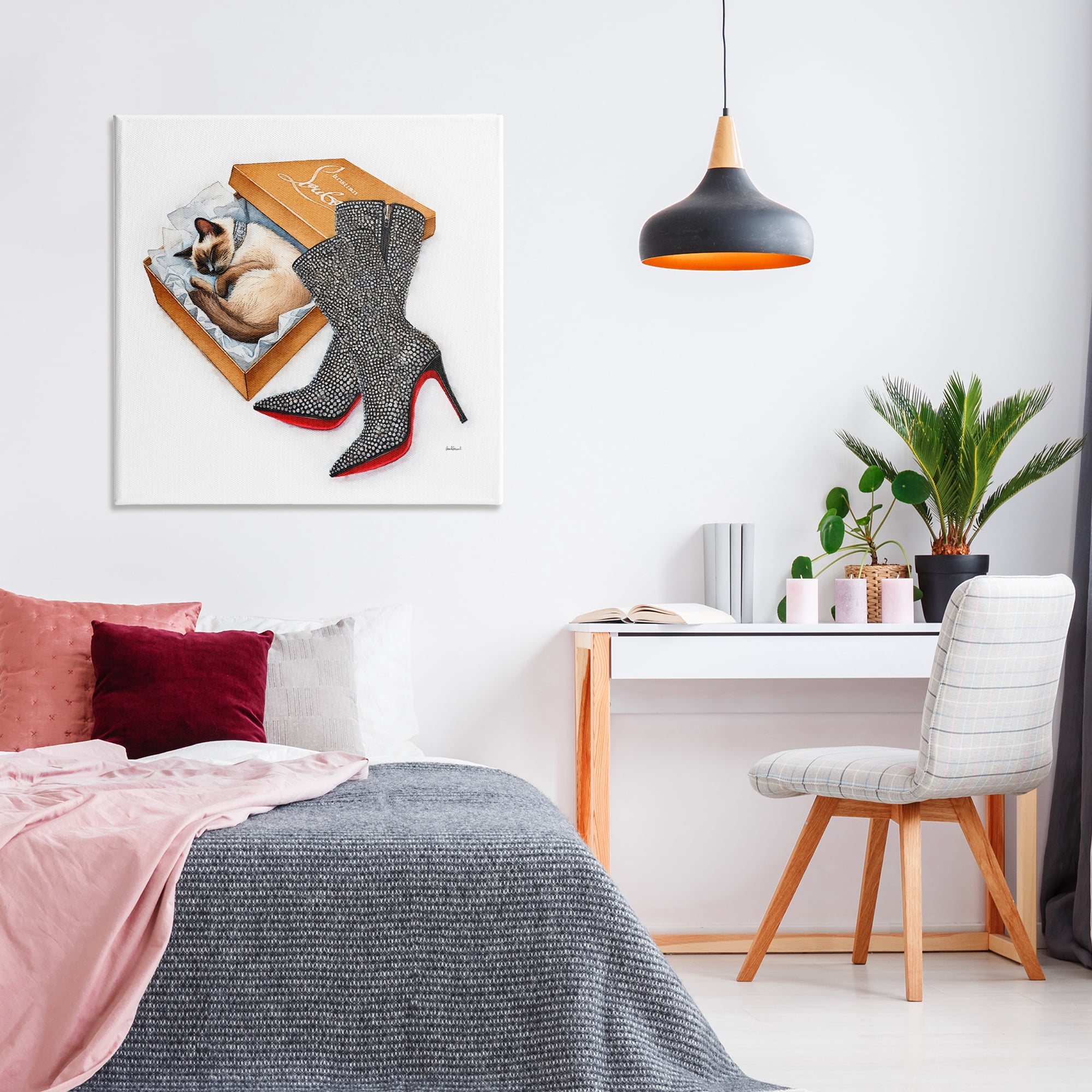Stupell Industries Stylish Shoebox Cat Animals Painting Wrapped Canvas Art Print Wall Art, 36 x 36