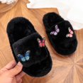 thumbnail image 5 of GPOECD Girls Slippers Kids Open Toe Cute Floral Decorated Warm Soft Non Indoor for Toddlers Multiple Colors Fuzzy Slippers Cozy Home Wear, 5 of 6