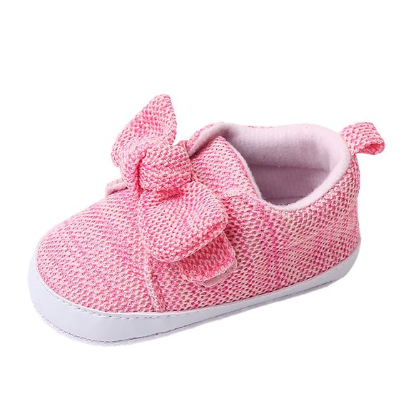 Baby Shoes Single Shoes Bowknot First Walkers Shoes Soft Bottom Breathable Princess Shoes Toddler Girl Sneakers,Size 12 Months-18 Months