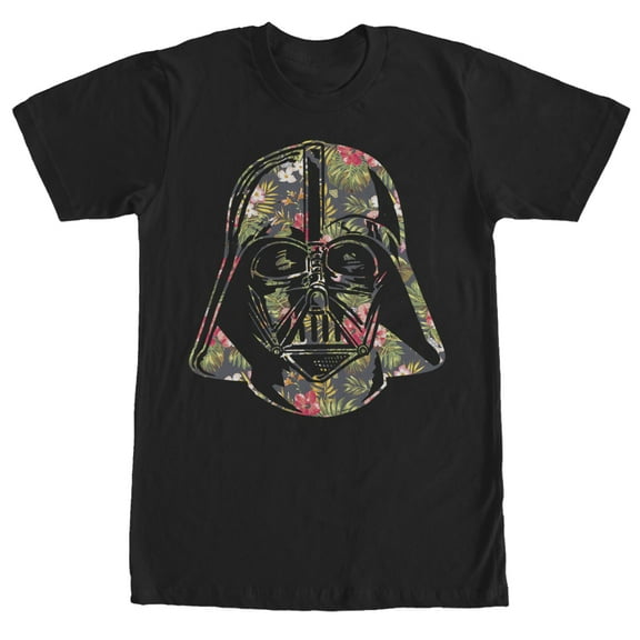 Men's Star Wars Tropical Print Darth Vader Helmet  Graphic Tee Black X Large