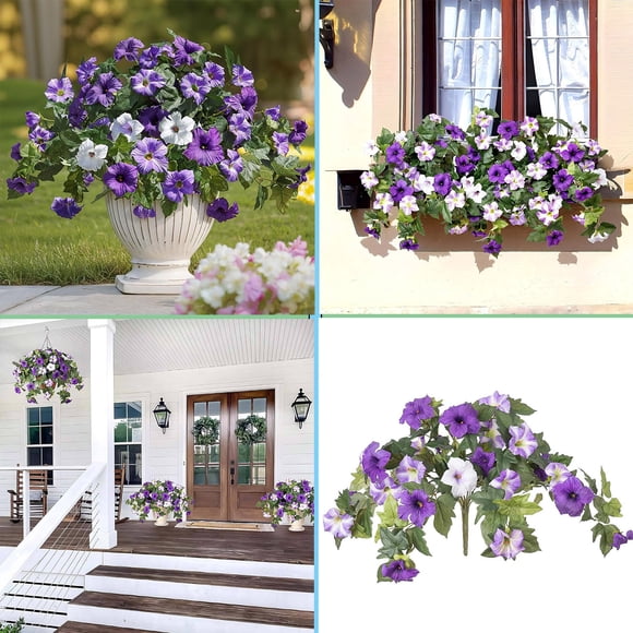 Zenithome Vigne Suspendue de Pétunias pour l'Extérieur, Plante Artificielle pour Décoration Murale de Patio, Fausse Fleur Décoration de Maison et de Mariage, Usage Intérieur Extérieur