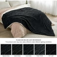 thumbnail image 6 of Sherpa Fleece King Size Blanket - Super Soft & Warm Striped Fleece Blanket, Cozy Plush Fluffy Large Bed Blanket All Season Use (Black, 104x90 Inches), 6 of 13