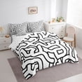 thumbnail image 2 of Homewish Abstract Wavy Stripes 7-Piece Twin Bedding,Contemporary Artwork Bedding Comforter Set,White Black,Reversible, 2 of 8