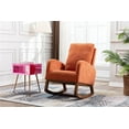 thumbnail image 2 of Rocking Chair,Mid-Century Modern Nursery Rocking Armchair ,Comfortable Fabric Rocker Padded Seat Wood Frame,Tufted Upholstered High Back Accent Chair for Home Living Room, Orange, 2 of 7