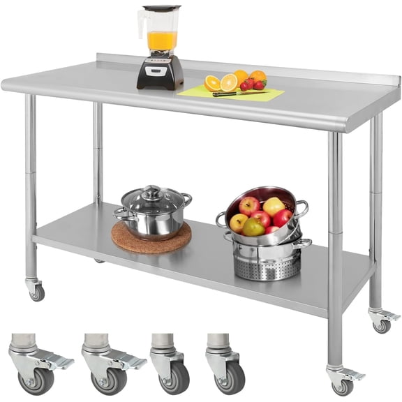 Zzistar NSF Stainless Steel Table for Prep & Work, 60" x 24" with Adjustable Undershelf, Commercial Heavy Duty Table for Restaurant, Home and Hotel