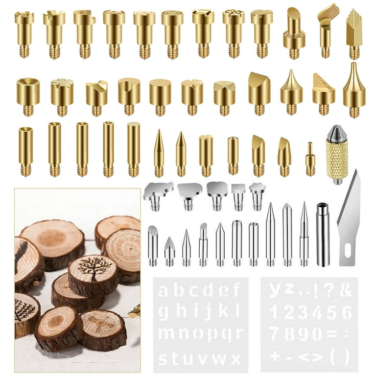 MILISTEN Woodburning Tool 1 Set Wood Burning Kit, 53 Pcs Soldering Iron  Tips and Burning Stippling Tips Replacement with Box for
