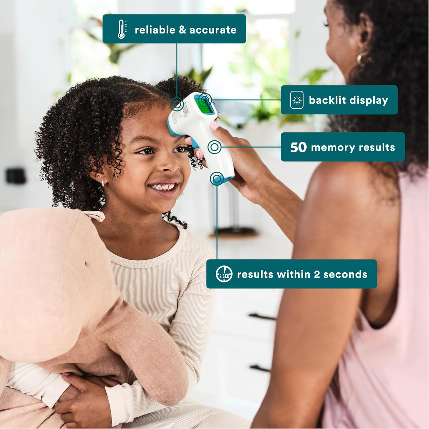 Homedics Non-Contact Digital Infrared Forehead Thermometer for Adults and Kids, Fast Accurate Results, High-Fever Alert with 4-in-1