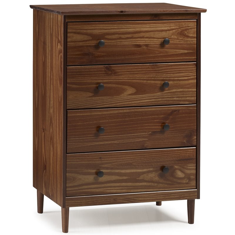 Riano 4 Drawer Chest Walnut Wood Dresser Bedroom Storage Furniture Unit 