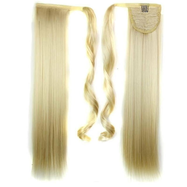 Extensiones de cabello HUOGUO, 60 cm, 613, sin clip, cola de caballo para mujer