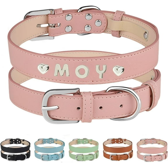 Personalized Leather Dog Collar with Custom Name - Adjustable Engraved Pet Collar for Small, Medium, Large Dogs Puppies, Durable Leather Collar for Cats, Gift for Pet Lovers