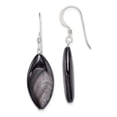 thumbnail image 1 of 925 Sterling Silver Grey Mother Of Pearl Marquise Drop Dangle Earrings Natural Stone Shell, 1 of 6