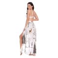 thumbnail image 3 of FORMRS Womens Long Sarong Beach Wrap Semi-Sheer Bikini Skirt Bathing Swimsuit Cover Up, Beige Christmas Forest, 3 of 7