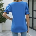 thumbnail image 4 of Summer Saving Wycnly Womens Shirts Square Neck Short Sleeve Solid Summer Cute Tops Casual Ruffle Sleeve Breathable Tunic Blouses Blue l Clothes, 4 of 7