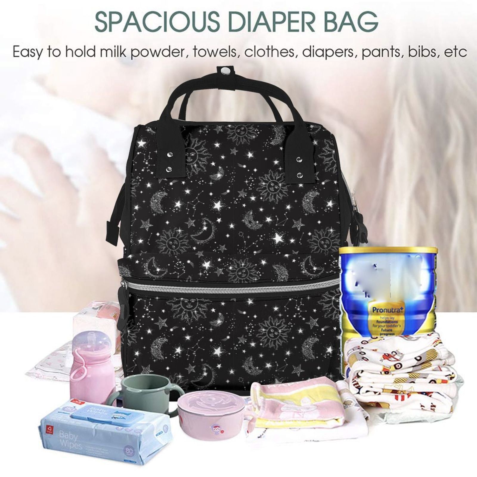 Defioc Space Galaxy for Baby Diaper Bag Backpack - Baby Bag for Boys & Girls - Diaper Backpack - Large Travel Diaper Bags- Baby Registry Search & Shower Gifts