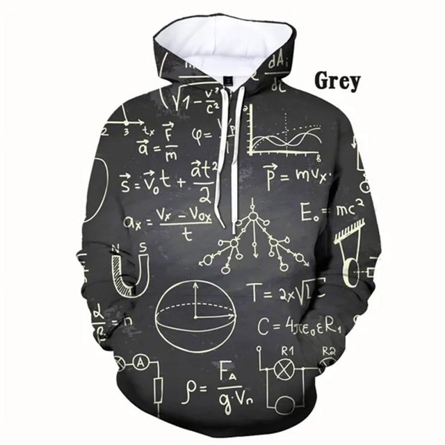 Funny 3d Hoodies Mathematical Formula Spring Autumn Hoodies Streetwear 3D Shirt Men Oversized Soft Hoody Math Enthusiast Clothes