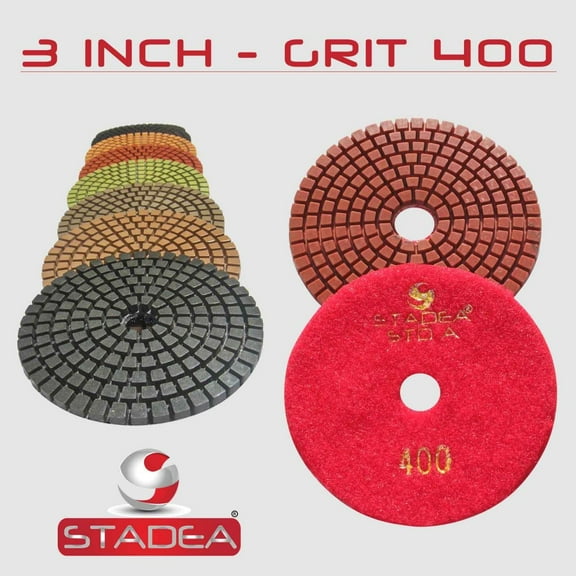STADEA Grit 400 3" Diamond Polishing Pads Premium Grade Wet Flexible 3 MM High