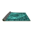 thumbnail image 2 of Ahgly Company Indoor Round Oriental Turquoise Blue Industrial Area Rugs, 4' Round, 2 of 4