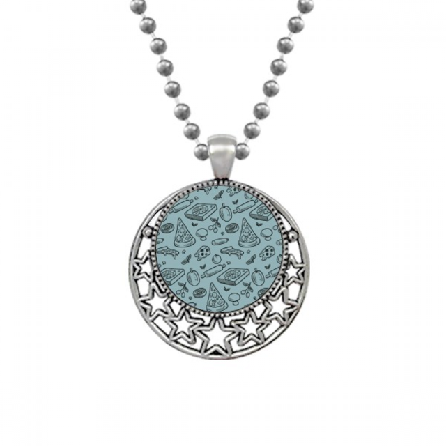 Los alimentos de queso pizza de champiñones Collares Colgante Retro Moon Stars Jewelry Unbranded M