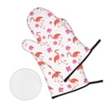 thumbnail image 2 of LAKIMCT Gants de Four Tropicaux Rouges Flamants Roses et Porte-Casseroles Ensembles Antidérapants Résistants à la Chaleur pour Cuisine Pâtisserie Cuisson Barbecue, Ensemble de 4 Pcs, 2 of 9