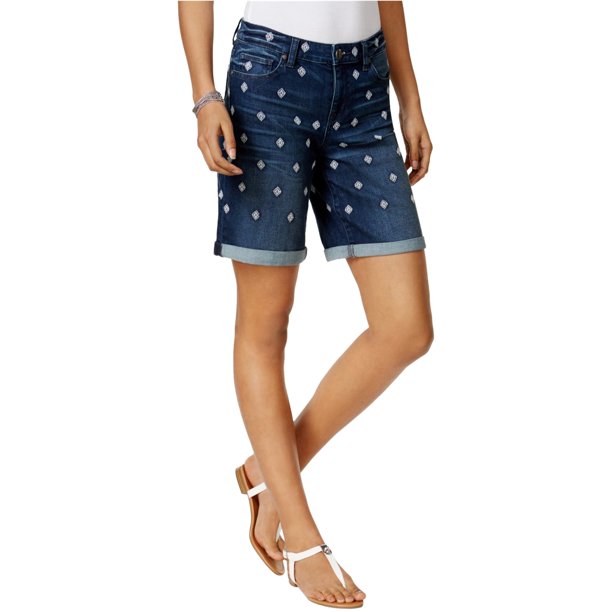 Shorts de Mezclilla informales Style&co. bordados para mujer azul 10