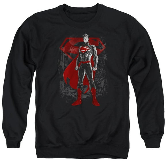 Superman Aftermath Adult Crewneck Sweatshirt Black
