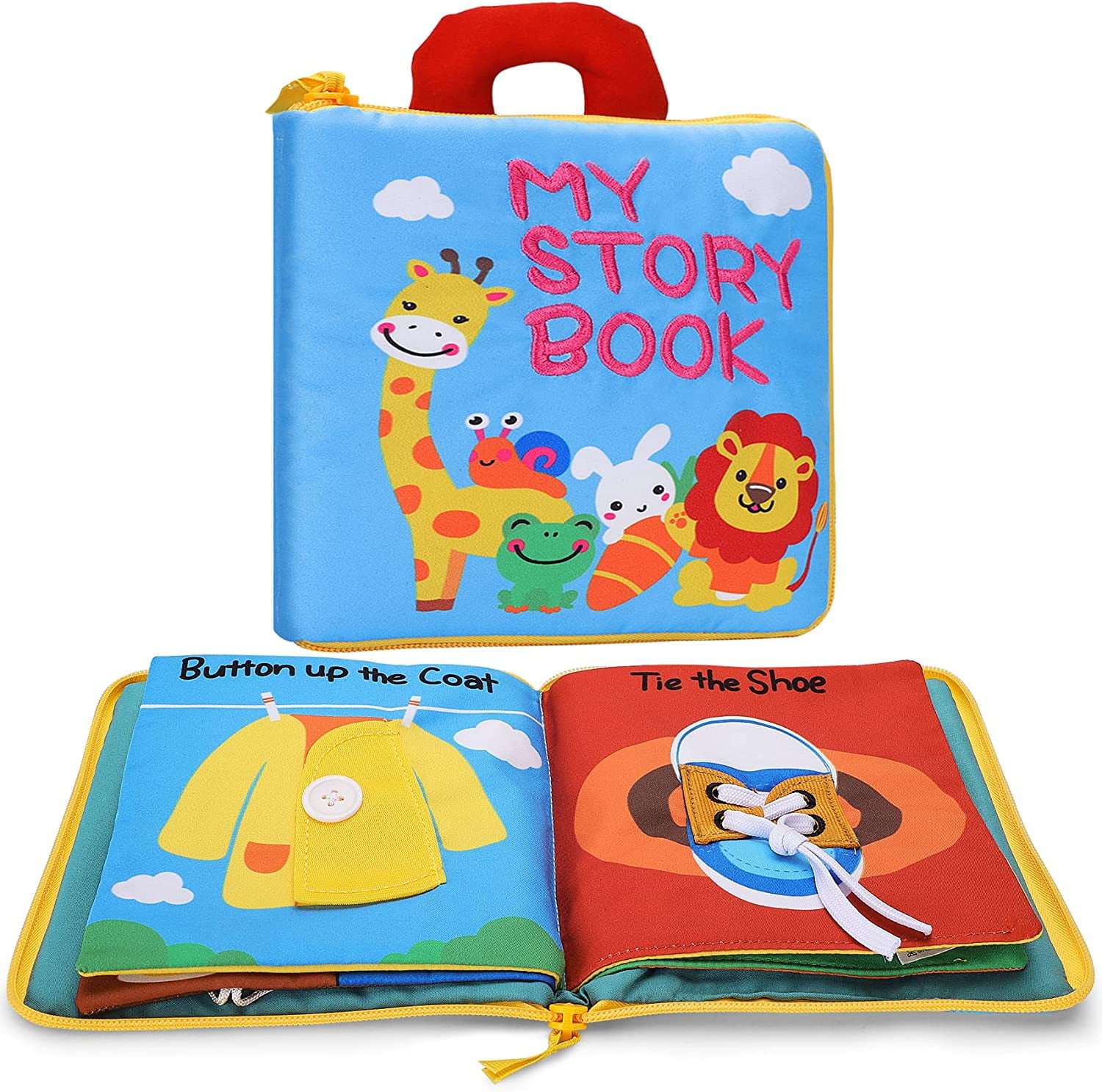 Beiens My Quiet Books Soft Activity Books Learning Sensory Story Book for Babies Toddler Life Skill Education Identify 3D Cloth Books for Infants Non Toxic Boys and Girls Soft Toys