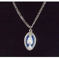 thumbnail image 2 of Silver Blue Enamel Saint Benedict Prayer Religious Rosary Heavy Stainless Steel Charm Pendant Figaro Chain Necklace Set Gift  18"20"22"24"26"28''30'', 2 of 8