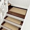 thumbnail image 4 of PURE ERA 2' x 3' Stair Tread Landing Mat Indoor Carpet Doormat Floor Mat Area Rug Self-adhensive Non-slip Back (Khaki Mini Diamond Trellis,24 in.x36 in.), 4 of 6