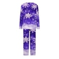 thumbnail image 4 of BLTIBY Christmas Pajama Sets for Women V Neck Xmas Printed Long Sleeve Pullover Top Long Pants Lounge Set Sleepwear Comfortable Blue M, 4 of 4