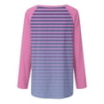 thumbnail image 4 of SHTXOZHI Women's Long Sleeve Tunic Tops Round Neck Striped Blouse Color Block Loose Shirts, 4 of 5