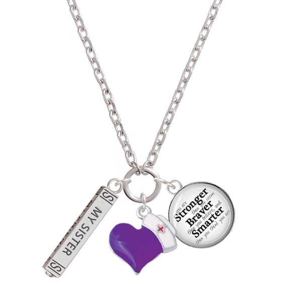Delight Jewelry Always My Sister Bar - Purple Heart Nurse Strong Zoe Necklace